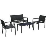Vineego 3 Pieces Patio Furniture Set Textilene Bistro Set Outdoor Conversation Set Modern Porch Furniture Lawn Chairs with Coffee Table, Black