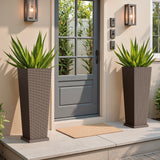 Vineego 24" Tall Planters for Outdoor Plants Set of 2, Woven-Textured Outdoor Plant Pots for Patio, Front Porch