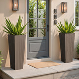 Devoko 24" Tall Planters for Outdoor Plants Set of 2, Woven-Textured Outdoor Plant Pots for Patio, Front Porch