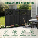 Vineego Fence Privacy Screen,4 Panels Outdoor Screen Enclosure for Patio & Yard, Resin Fence Panels Ideal for Hiding Air Conditioner and Trash Can