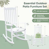 Devoko Outdoor Rocking Chair Set of 2, Solid Acacia Wood Patio Rocking Chairs with High Backrest, Porch Rocker for Patio Garden Balcony