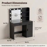 Vineego Makeup Vanity Desk with Mirror, Vanity Set with Charging Outlets and LED Lights, Vanity Table with Storage Shelves Drawers and Cabinet for Bedroom Dressing Room