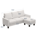 Devoko 70.8" L-Shaped Sectional Sofa with Ottoman Ergonomic Support Sofa Couch for Small Spaces Living Room, Apartment