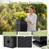 Devoko Tall Planters for Outdoor Plants Set of 2, Woven-Textured Outdoor Plant Pots for Patio, Front Porch
