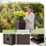 Devoko Tall Planters for Outdoor Plants Set of 2, Woven-Textured Outdoor Plant Pots for Patio, Front Porch