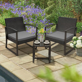 Devoko 3 Pieces Outdoor Plastic Bistro Set Patio Conversation Set with Cushion and Table, Black