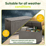 Devoko 99 Gallon Deck Box, Outdoor Storage Container with Lockable Lid, Waterproof Resin Storage Bin for Patio Cushions, Garden Tools & Pool Supplies