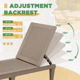 Devoko Set of 2 Outdoor Chaise lounge Chairs, Rattan Style, Multi-angle Adjustable Back, Light Brown
