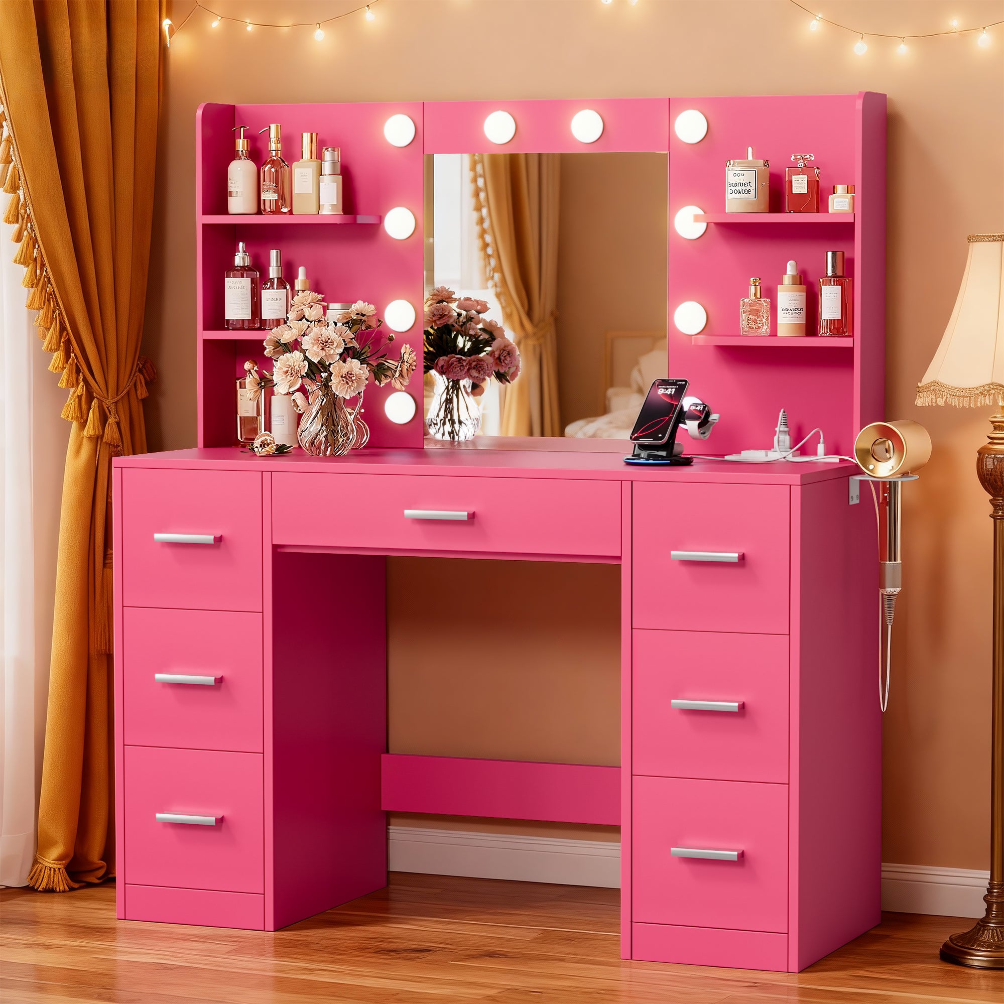 knee length dresses for ladies Vineego Vanity Desk with Adjustable Lighted Mirror, Vanity Table Set w –  Devoko