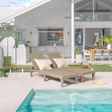 Devoko Set of 2 Outdoor Chaise lounge Chairs, Rattan Style, Multi-angle Adjustable Back, Light Brown