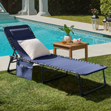 Devoko Foldable Lounge Chaise 12 inch High 5-Position Adjustable Patio Lounge Chair Beach Pool Chaise