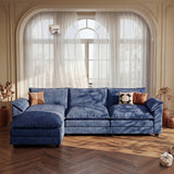 Devoko 119" 3-Seat Modular Sectional Sofa, L-Shaped Cloud Couch with Movable Ottoman for Living Room, Upholstered Sofa