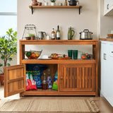 Devoko Sideboard Cabinet Weatherproof Acacia Wood Cabinet with Double Door Used for indoor Outdoor Storage, Kitchen, Buffet Cabinet,Brown