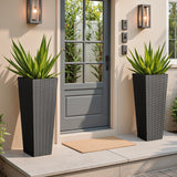 Devoko 24" Tall Planters for Outdoor Plants Set of 2, Woven-Textured Outdoor Plant Pots for Patio, Front Porch