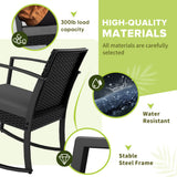 Vineego 3 Pieces Patio Furniture Set, Rocking Chairs with Coffee Table Set, Outdoor Wicker Bistro Set for Garden