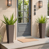 Vineego 24" Tall Planters for Outdoor Plants Set of 2, Woven-Textured Outdoor Plant Pots for Patio, Front Porch