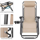 Vineego 2 Pack Patio Zero Gravity Chair Outdoor Lounge Chaise Folding Steel Chair 2 Capacity- Black