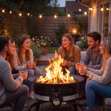 Devoko 19-inch Outdoor Propane Gas Fire Pits 58000 BTU Portable Smokeless Fire Pits with Cover, Grate & Carry Kit for Patio Outside Camping, Black