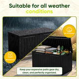 Devoko 99 Gallon Deck Box, Outdoor Storage Container with Lockable Lid, Waterproof Resin Storage Bin for Patio Cushions, Garden Tools & Pool Supplies