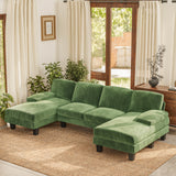 Vineego U-Shaped Sectional Sofa with Double Chaise 4-Seat Modular Sofa Couch for Living Room