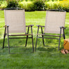 Upgraded Version 4 Pcs Patio Folding Chairs with Arms, Portable Outdoor Lawn Chairs, Sling Back Chairs for Camping,lawn, Pool, Courtyard, Balcony & Garden(Set of 4)