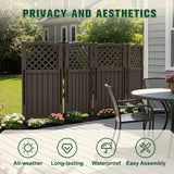 Vineego Fence Privacy Screen,4 Panels Outdoor Screen Enclosure for Patio & Yard, Resin Fence Panels Ideal for Hiding Air Conditioner and Trash Can