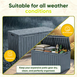 Devoko 99 Gallon Deck Box, Outdoor Storage Container with Lockable Lid, Waterproof Resin Storage Bin for Patio Cushions, Garden Tools & Pool Supplies