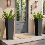 Vineego 24" Tall Planters for Outdoor Plants Set of 2, Woven-Textured Outdoor Plant Pots for Patio, Front Porch