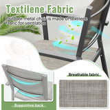 Devoko 7 Pieces Patio Dining Set Outdoor Furniture Set 6 Stackable Textilene Armchairs with Rectangular Table, Light Gray