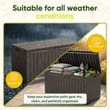 Devoko 99 Gallon Deck Box, Outdoor Storage Container with Lockable Lid, Waterproof Resin Storage Bin for Patio Cushions, Garden Tools & Pool Supplies