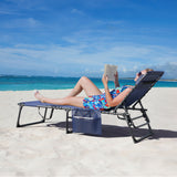 Devoko Foldable Lounge Chaise 12 inch High 5-Position Adjustable Patio Lounge Chair Beach Pool Chaise