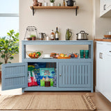 Devoko Sideboard Cabinet Weatherproof Acacia Wood Cabinet with Double Door Used for indoor Outdoor Storage, Kitchen, Buffet Cabinet,Gray