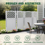 Vineego Fence Privacy Screen,4 Panels Outdoor Screen Enclosure for Patio & Yard, Resin Fence Panels Ideal for Hiding Air Conditioner and Trash Can
