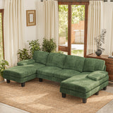 Vineego U-Shaped Sectional Sofa with Double Chaise 4-Seat Modular Sofa Couch for Living Room