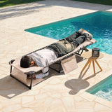 Devoko Foldable Lounge Chaise 12 inch High 5-Position Adjustable Patio Lounge Chair Beach Pool Chaise