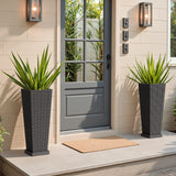 Vineego 24" Tall Planters for Outdoor Plants Set of 2, Woven-Textured Outdoor Plant Pots for Patio, Front Porch