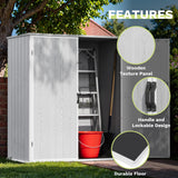 Devoko 5x3 FT Resin Outdoor Storage Cabinet, Plastic Shed with Floor Small Vertical Waterproof Tool Shed with Lockable Door for Garden Backyard Patio Lawn, Light Gray