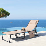 Devoko Foldable Lounge Chaise 12 inch High 5-Position Adjustable Patio Lounge Chair Beach Pool Chaise