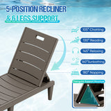 Vineego Set of 2 Patio Outdoor Chaise Lounge Chair Recliner with Adjustable Backrest, Light Taupe