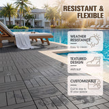Devoko 44 Pack Interlocking Deck Tiles, 12x12 Inch Waterproof Plastic Patio Floor Tiles, Snap Lock Outdoor Flooring for Balcony Pool Garden, Gray