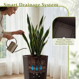Devoko Tall Planters for Outdoor Plants Set of 2, Woven-Textured Outdoor Plant Pots for Patio, Front Porch