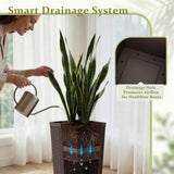 Devoko Tall Planters for Outdoor Plants Set of 2, Woven-Textured Outdoor Plant Pots for Patio, Front Porch