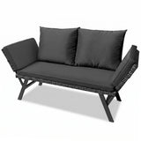Devoko Patio Wicker Daybed with Adjustable Armrest, Outdoor PE Rattan Sofa Bed for All-Weather Use
