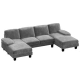 Vineego U-Shaped Sectional Sofa with Double Chaise 4-Seat Modular Sofa Couch for Living Room