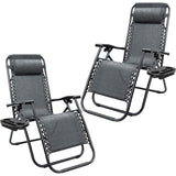 Vineego 2 Pack Patio Zero Gravity Chair Outdoor Lounge Chaise Folding Steel Chair 2 Capacity- Black