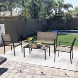 Vineego 3 Pieces Patio Furniture Set Textilene Bistro Set Outdoor Conversation Set Modern Porch Furniture Lawn Chairs with Coffee Table, Black