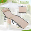 Vineego Foldable Lounge Chaise 12 inch High 5-Position Adjustable Patio Lounge Chair Beach Pool Chaise,Biege