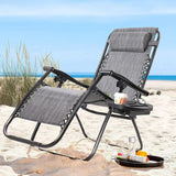 Vineego 2 Pack Patio Zero Gravity Chair Outdoor Lounge Chaise Folding Steel Chair 2 Capacity- Black
