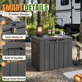 Devoko 31 Gallon Small Deck Box, Lockable Resin Patio Outdoor Storage Box, Weatherproof Outside Storage Bin for Patio Cushions, Garden Tools, Pool Supplies