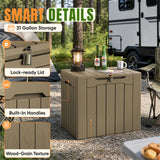 Devoko 31 Gallon Small Deck Box, Lockable Resin Patio Outdoor Storage Box, Weatherproof Outside Storage Bin for Patio Cushions, Garden Tools, Pool Supplies